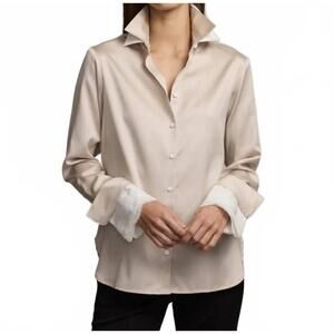 NEW HINSON WU margot top with lace cuff in champagne